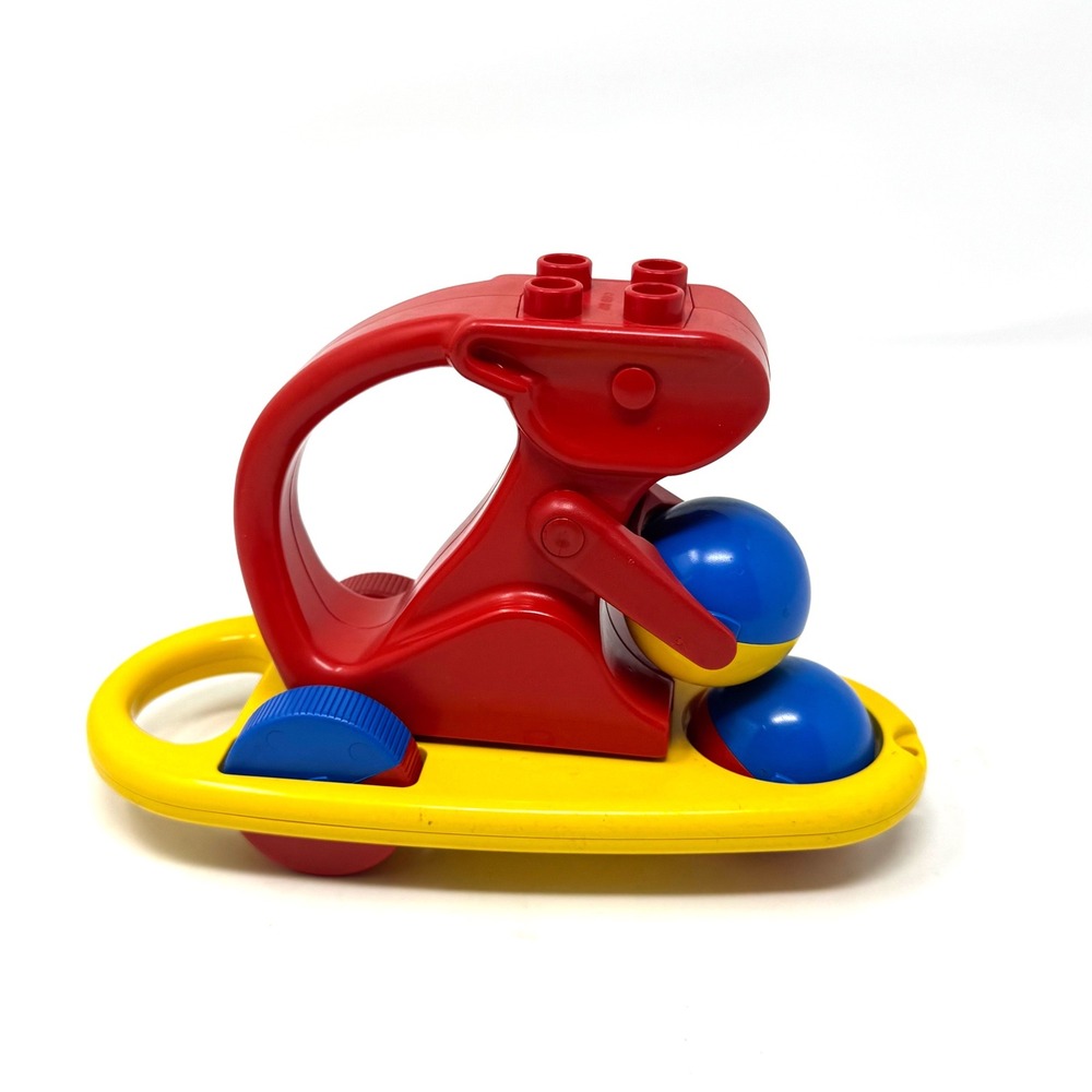 LEGO Duplo Primo Mouse Push Toy Kids Red Yellow Blue Plastic Vintage Rattle 2pc